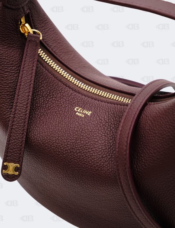 Celine Deep Burgundy Teen Lulu Grained Calfskin Leather Hobo Bag