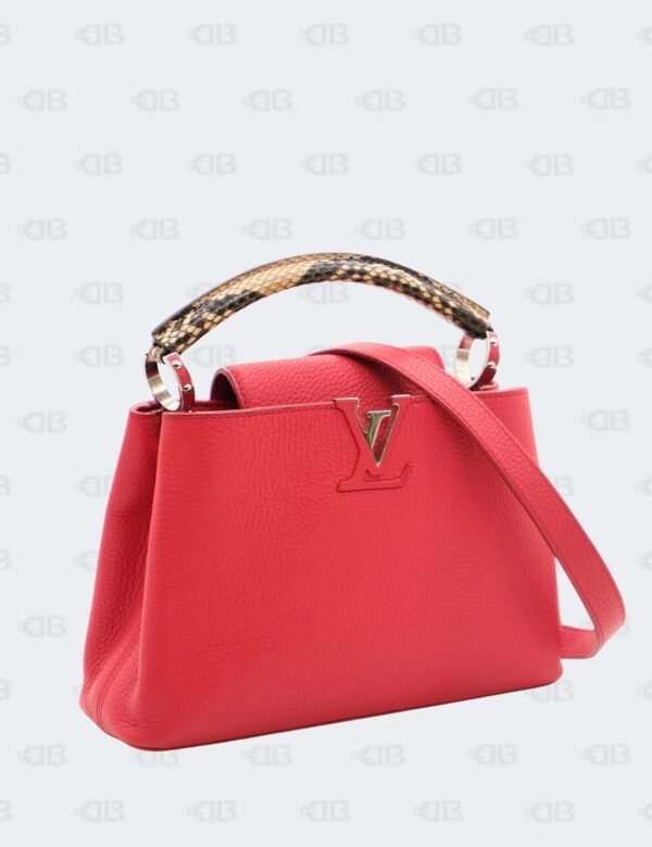 Louis Vuitton Red Taurillon Leather BB Capucines with Python Handle Bag