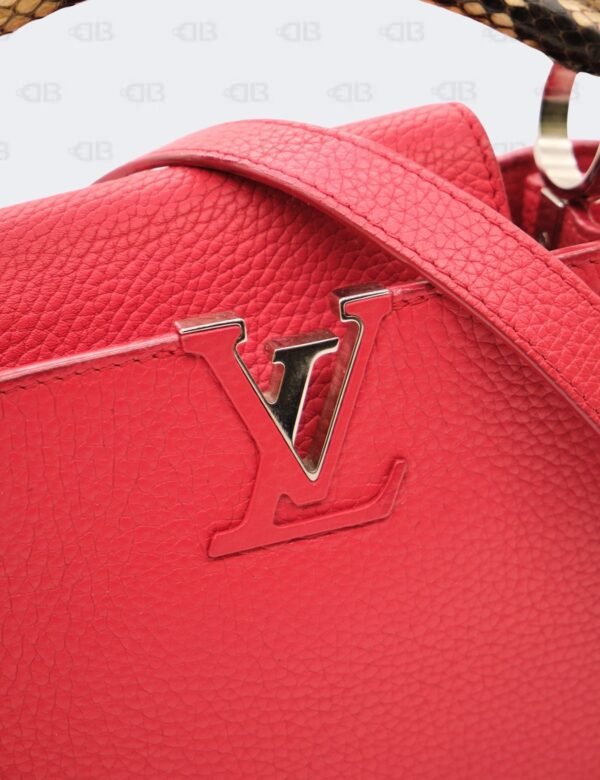 Louis Vuitton Red Taurillon Leather BB Capucines with Python Handle Bag