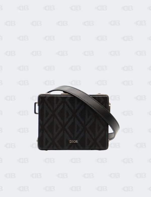 Christian Dior Black/Blue Mini Lock CD Diamond Coated Canvas Crossbody Bag