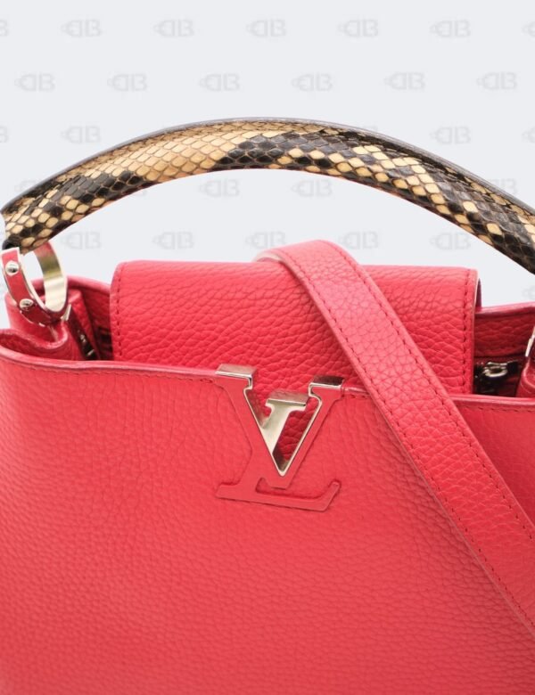 Louis Vuitton Red Taurillon Leather BB Capucines with Python Handle Bag