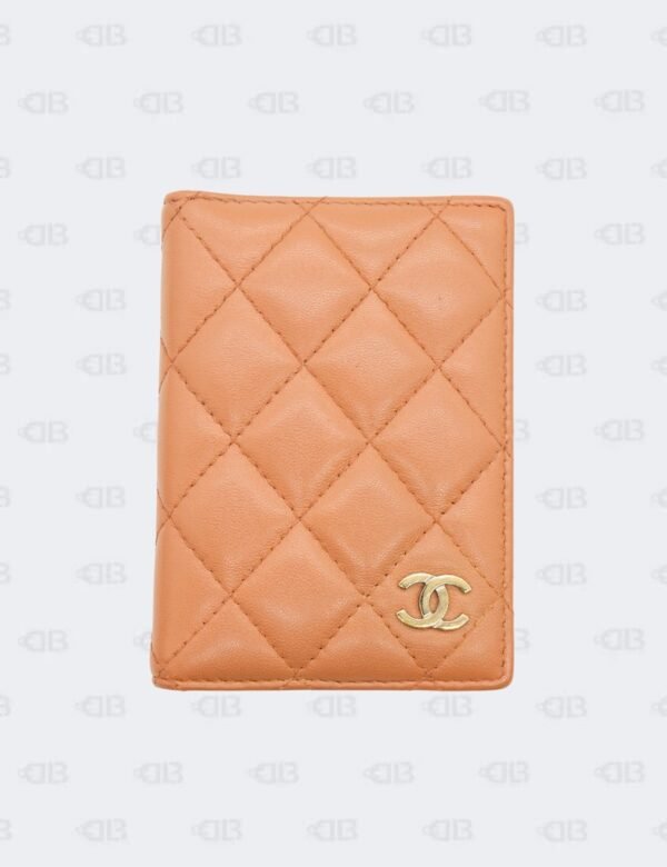 Chanel CC Tan Quilted Lambskin Leather Bifold Card Case