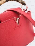 Louis Vuitton Red Taurillon Leather BB Capucines with Python Handle Bag