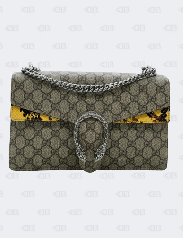 Gucci Yellow Python Dionysus GG Coated Canvas Shoulder Bag