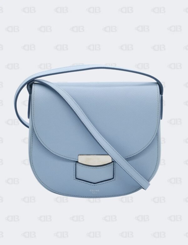 Celine Trotteur Pool Light Blue Leather Flap Front Rounded Base