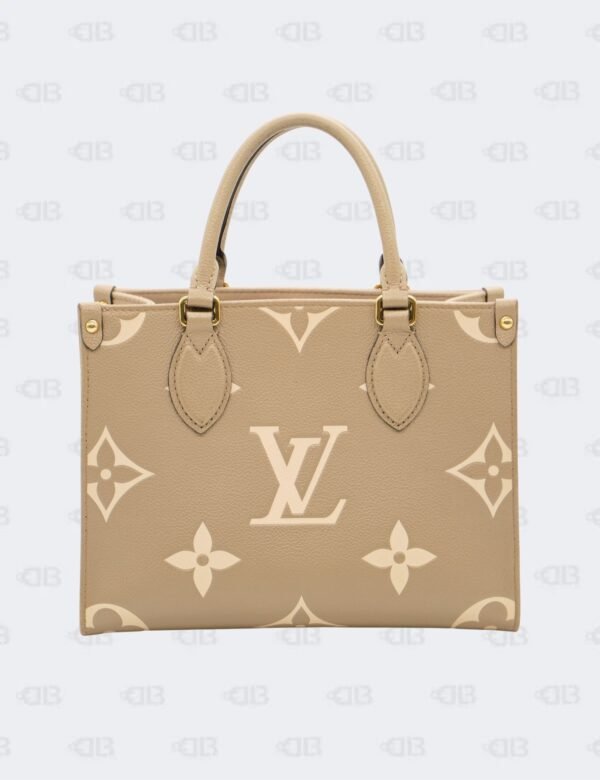 Louis Vuitton OnTheGo PM Tourterelle Monogram Empreinte Leather Top Handle Bag
