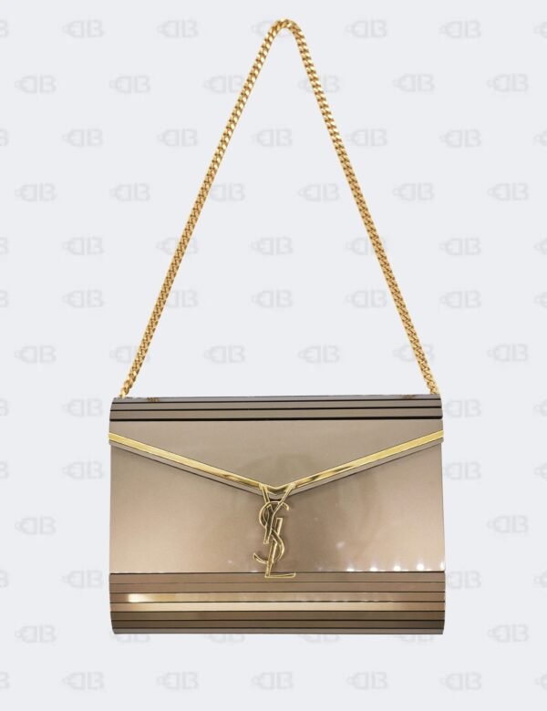 Yves Saint Laurent Vicky Minaudiere Plexiglass Monogram Clutch Shoulder Bag