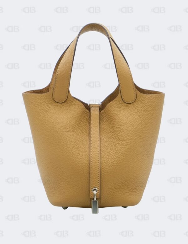 Hermès Picotin Lock 18 iN Biscuit Clémence Leather with Palladium Hardware