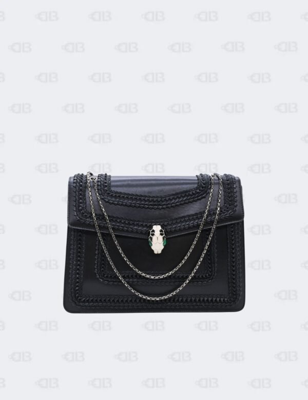 Bvlgari Black Plisse Serpenti Forever Shoulder Bag