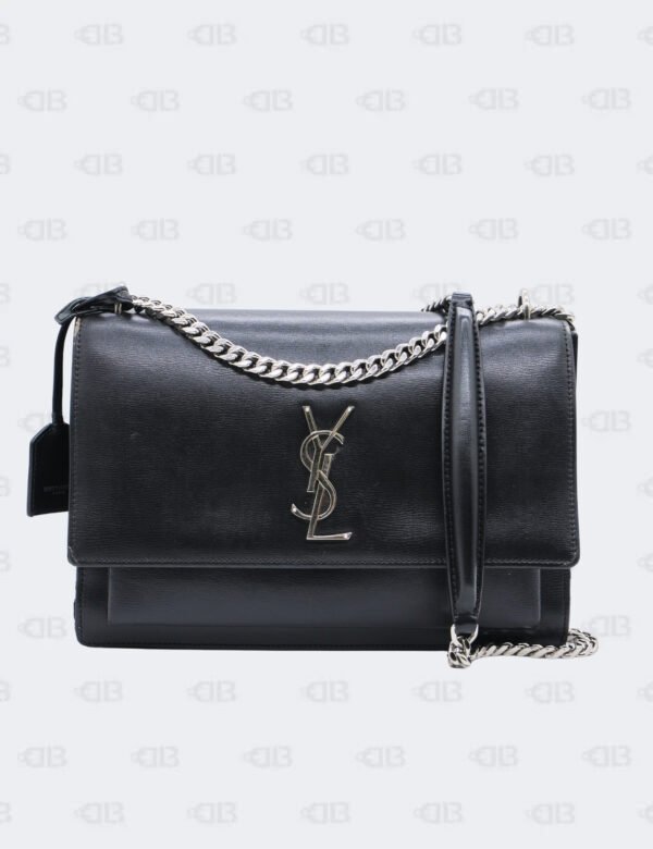 Yves Saint Laurent Black Calfskin Medium Sunset Chain Shoulder Bag