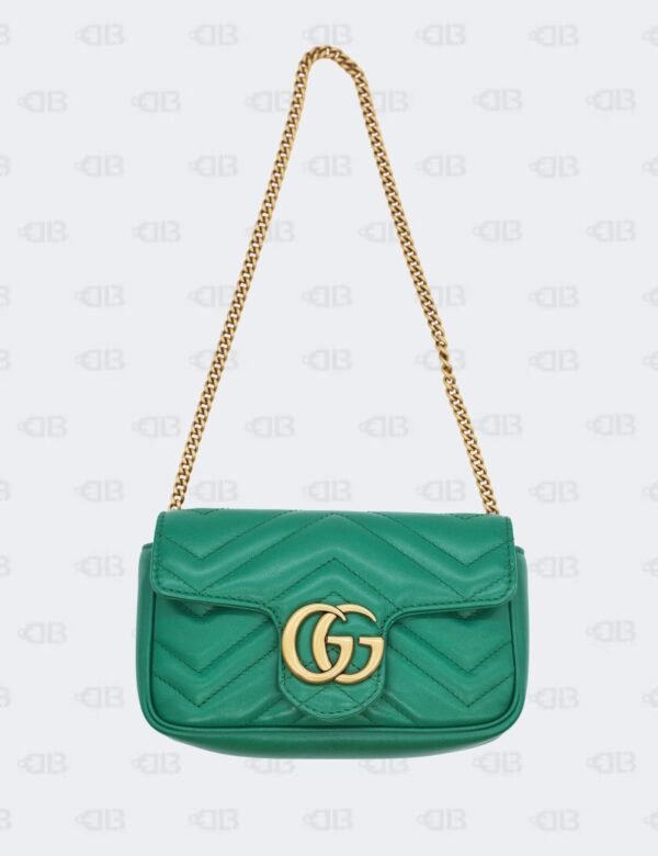 Gucci Green Super Mini GG Marmont Shoulder Bag
