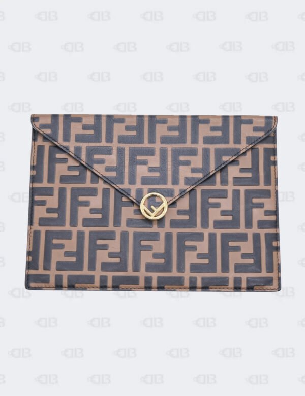 Fendi Brown FF Envelope Flat Pouch
