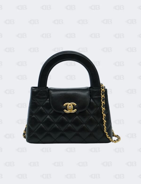 Chanel Black Shiny Aged Calfskin Nano Kelly Shopper Bag