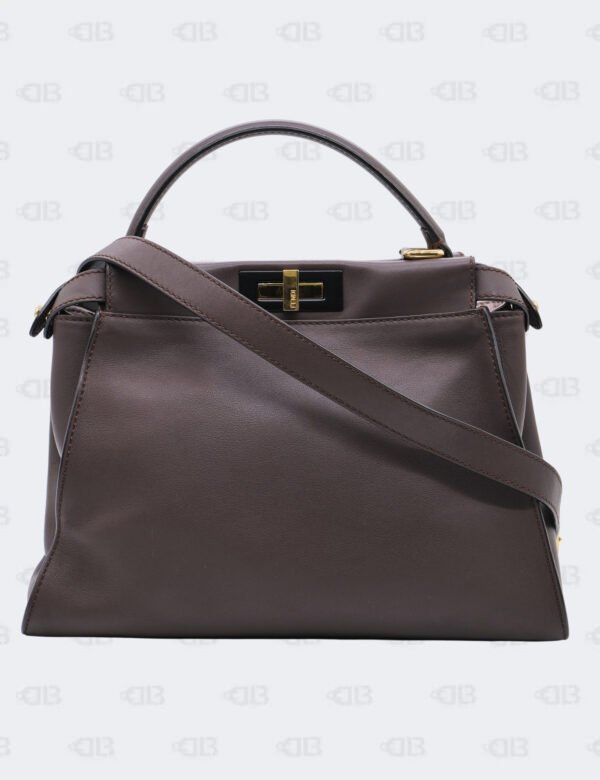 Fendi Dark Brown Medium Peekaboo Top Handle Bag