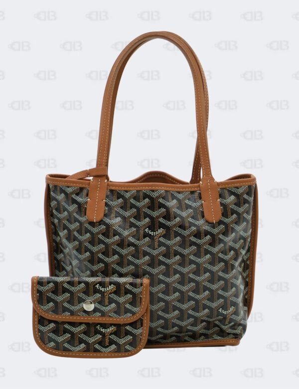 Goyard Mini Brown Anjou Goyardine Coated Canvas and Leather Tote Bag