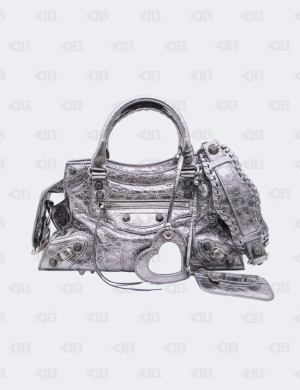 Balenciaga Metallic Silver Small Neo Cagole City Bag