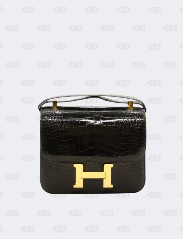 Hermes Constance 24 Noir Shiny Alligator with Gold Hardware