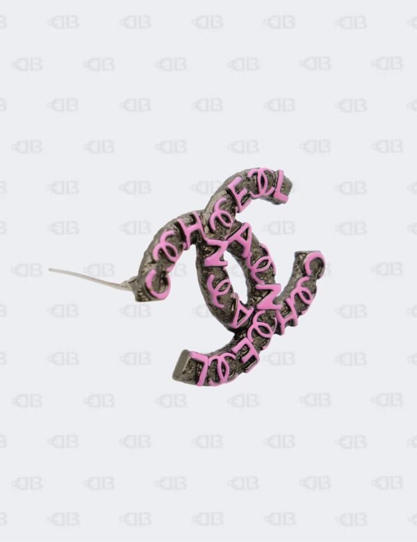 Chanel CC Pink and Metallic Logo Brooch
