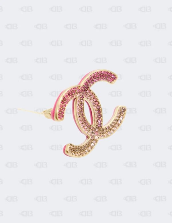 Chanel CC Logo Gradient Pink Crystal Brooch
