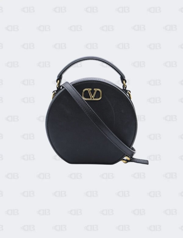 Valentino Garavani Black Mini VLogo Round Signature Bag