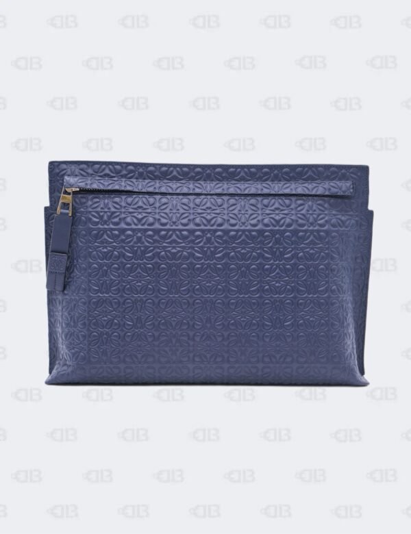 Loewe Navy Blue Repeat T-Pouch Embossed Clutch Bag
