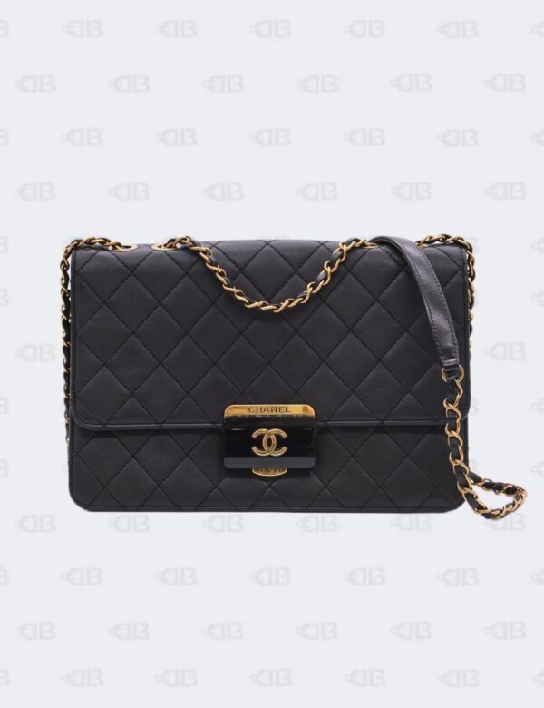 Chanel Black Lambskin Beauty Lock Flap Bag