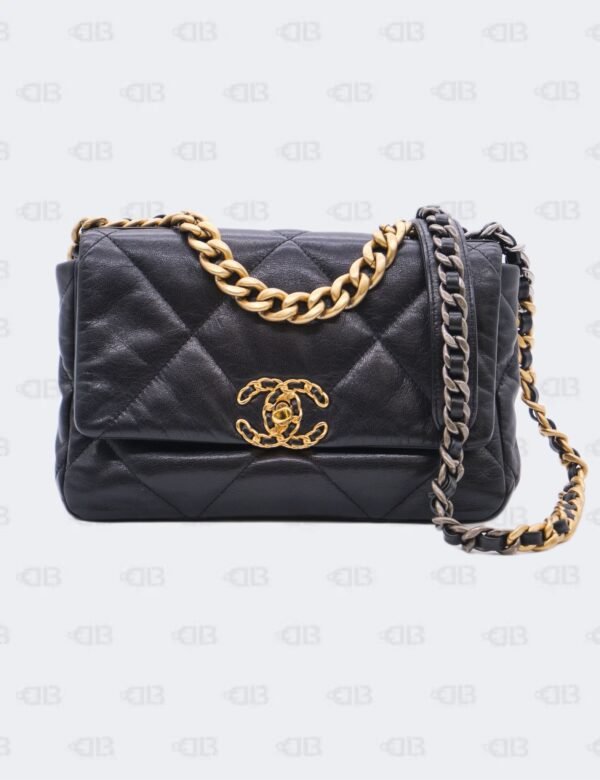 Chanel 19 Medium Black Lambskin Flap Bag